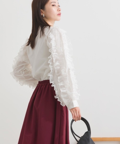 terrace(テラス)の「フリルスリーブブラウス(シャツ/ブラウス・レディース・ブラック/ブルー/オフホワイト・MEDIUM)」の8枚目の写真