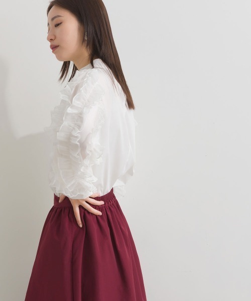 terrace(テラス)の「フリルスリーブブラウス(シャツ/ブラウス・レディース・ブラック/ブルー/オフホワイト・MEDIUM)」の10枚目の写真