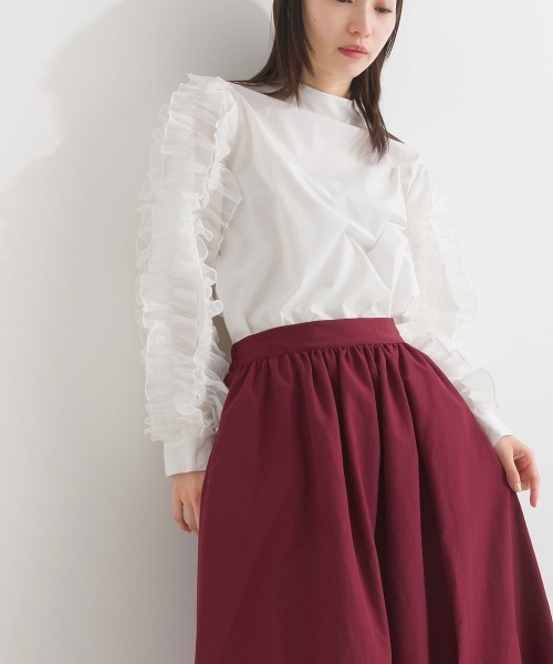 terrace(テラス)の「フリルスリーブブラウス(シャツ/ブラウス・レディース・ブラック/ブルー/オフホワイト・MEDIUM)」の11枚目の写真