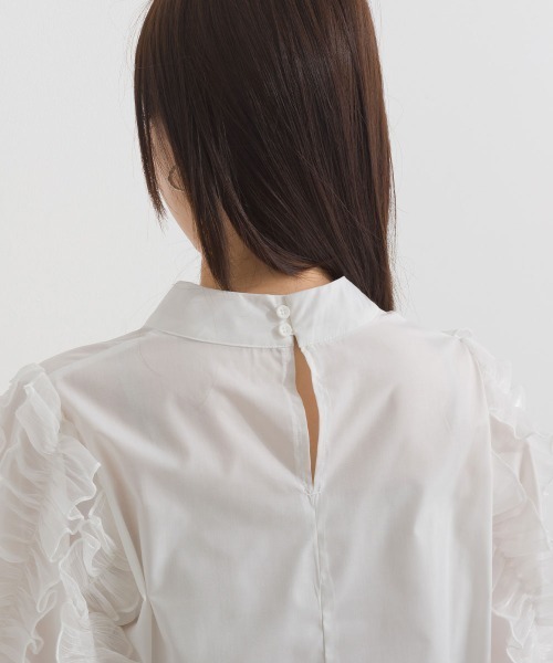 terrace(テラス)の「フリルスリーブブラウス(シャツ/ブラウス・レディース・ブラック/ブルー/オフホワイト・MEDIUM)」の17枚目の写真