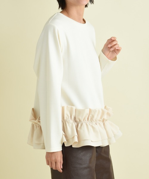 INTERPLANET(インタープラネット)の「スポンジリバー異素材シャーリングデザインプルオーバー(Tシャツ/カットソー・レディース・ブラック/チャコールグレー/オフホワイト・FREE)」の19枚目の写真
