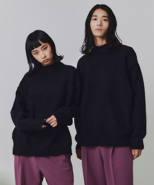 【洗える】シャギーニットクルーネック＆モックネック