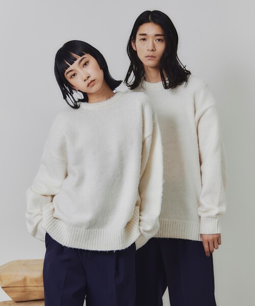 【洗える】シャギーニットクルーネック＆モックネック