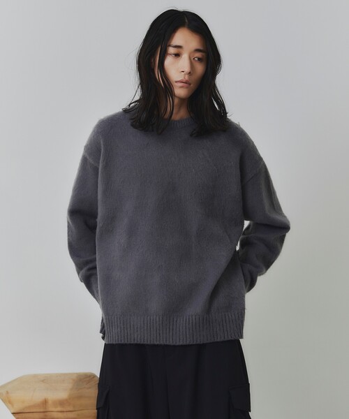 【洗える】シャギーニットクルーネック＆モックネック