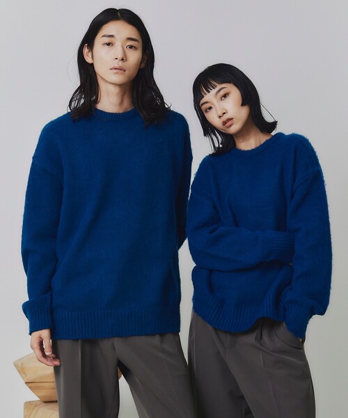 【洗える】シャギーニットクルーネック＆モックネック