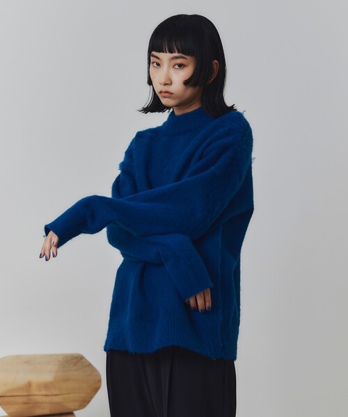 【洗える】シャギーニットクルーネック＆モックネック