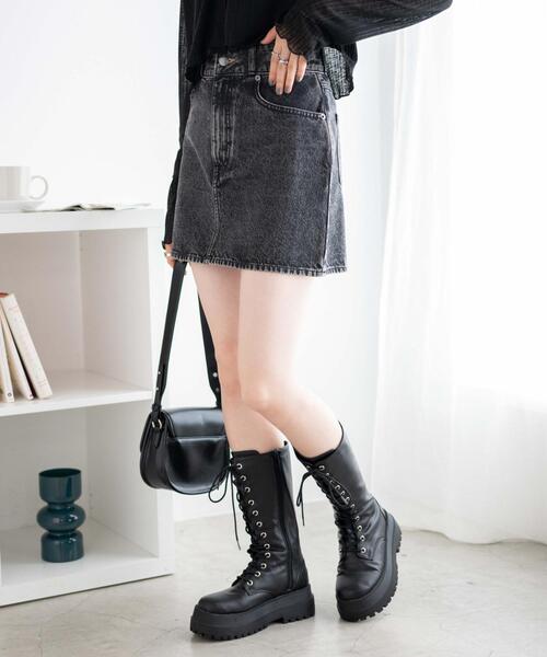 WEGO（ウィゴー）の「デニム台形ミニスカート（デニムスカート・レディース・ブラック系その他/ダークインディゴブルー/ブラック・MEDIUM/LARGE/X-SMALL/SMALL）」の15枚目の写真