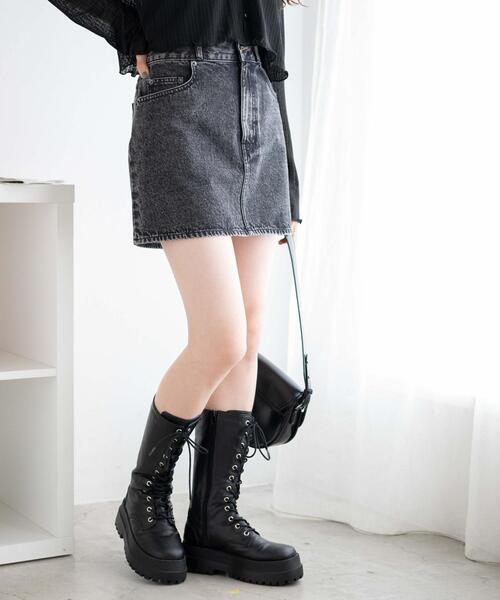 WEGO（ウィゴー）の「デニム台形ミニスカート（デニムスカート・レディース・ブラック系その他/ダークインディゴブルー/ブラック・MEDIUM/LARGE/X-SMALL/SMALL）」の16枚目の写真