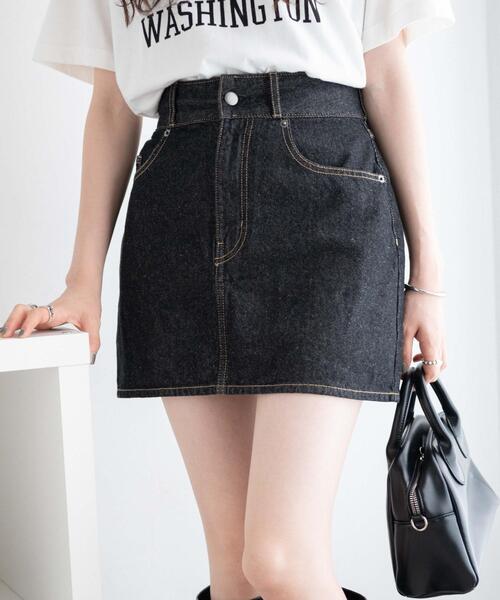 WEGO（ウィゴー）の「デニム台形ミニスカート（デニムスカート