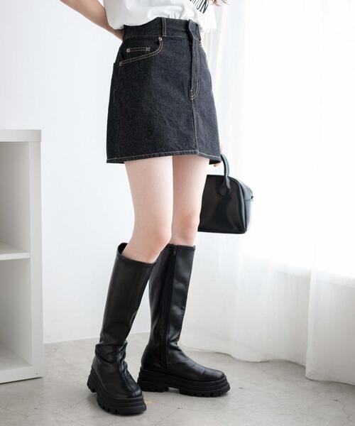 WEGO（ウィゴー）の「デニム台形ミニスカート（デニムスカート・レディース・ブラック系その他/ダークインディゴブルー/ブラック・MEDIUM/LARGE/X-SMALL/SMALL）」の12枚目の写真