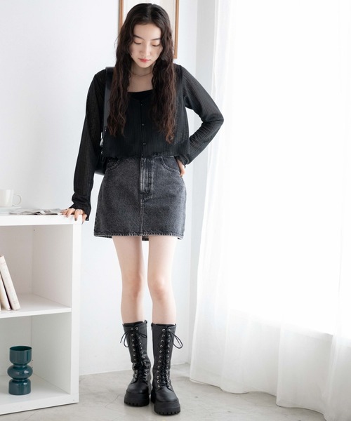 WEGO（ウィゴー）の「デニム台形ミニスカート（デニムスカート・レディース・ブラック系その他/ダークインディゴブルー/ブラック・MEDIUM/LARGE/X-SMALL/SMALL）」の17枚目の写真