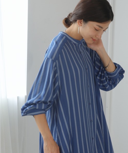Bou Jeloud(ブージュルード)の「レーヨンシア-ストライプシャツワンピース(ワンピース・レディース・ブルー/イエロー・38)」の20枚目の写真