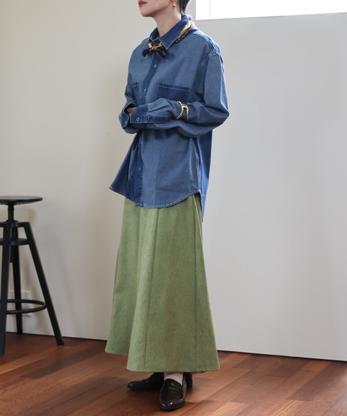 ULEULA(ウルア)の「リメイクデニム風オーバーシャツジャケット(シャツ/ブラウス・レディース・ブルー・FREE)」の8枚目の写真