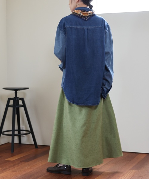 ULEULA(ウルア)の「リメイクデニム風オーバーシャツジャケット(シャツ/ブラウス・レディース・ブルー・FREE)」の9枚目の写真