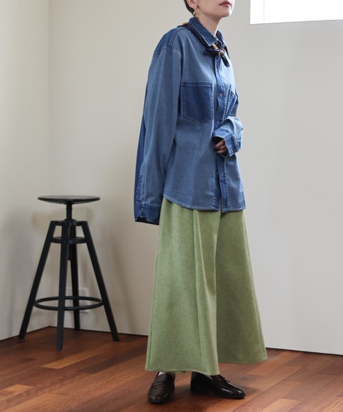 ULEULA(ウルア)の「リメイクデニム風オーバーシャツジャケット(シャツ/ブラウス・レディース・ブルー・FREE)」の7枚目の写真