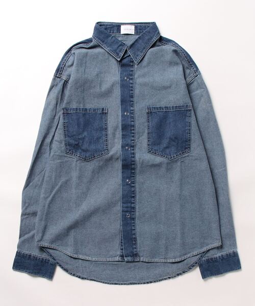 ULEULA(ウルア)の「リメイクデニム風オーバーシャツジャケット(シャツ/ブラウス・レディース・ブルー・FREE)」の16枚目の写真