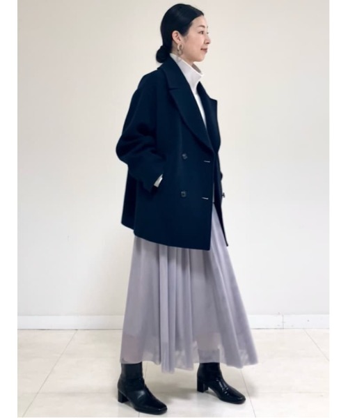 近年✨スポーツマックス ヴァージンウール100% ピーコート ネイビー 34 SHIPS any: ウール ミックス コクーン ショート Pコート（ピーコート