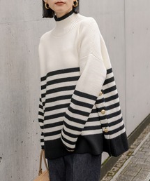 RIVE DROITE | パネルボーダーワイドニット(ニット/セーター)