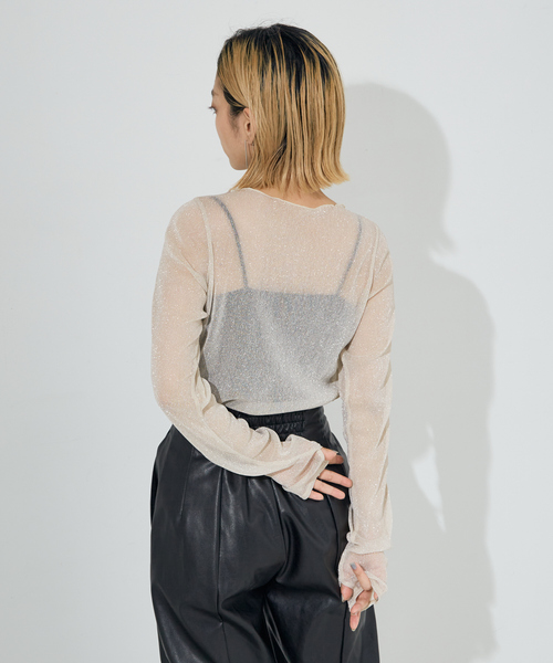 NOMINE（ノミネ）の「シアーラメ2WAYチュールプルオーバー（Tシャツ/カットソー・レディース・アイボリー/シルバー/ゴールド・フリー）」の7枚目の写真
