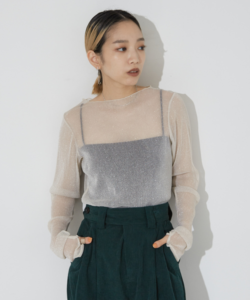 NOMINE（ノミネ）の「シアーラメ2WAYチュールプルオーバー（Tシャツ/カットソー・レディース・アイボリー/シルバー/ゴールド・フリー）」の9枚目の写真