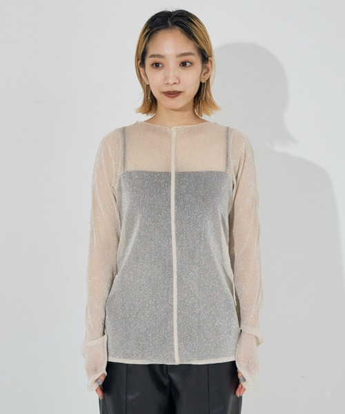 NOMINE（ノミネ）の「シアーラメ2WAYチュールプルオーバー（Tシャツ/カットソー・レディース・アイボリー/シルバー/ゴールド・フリー）」の10枚目の写真