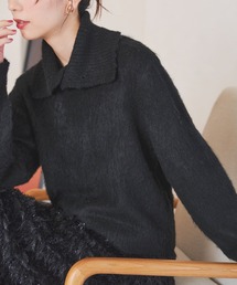 モヘアタッチタートル付きクロップドニット
