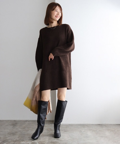 Pierrot（ピエロ）の「ミニ丈ニットワンピース（ワンピース・レディース・ベージュ/ブラウン/チャコール・L/M）」の14枚目の写真
