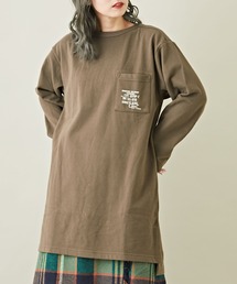 CUBE SUGAR | 微起毛スウェットポケット付バックプリントチュニック(スウェット)