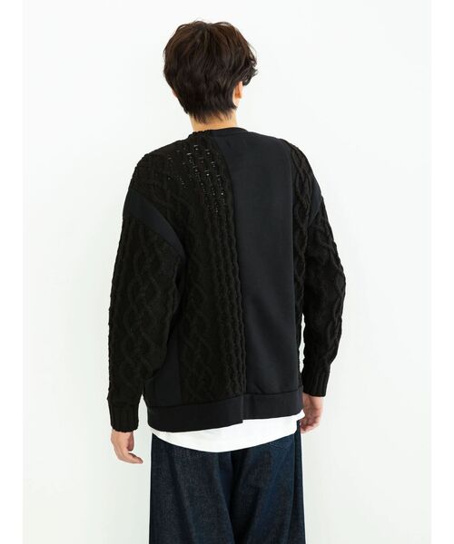 CRAFT STANDARD BOUTIQUE（クラフトスタンダードブティック）の「ケーブルニット切り替え裏起毛スウェット（スウェット・レディース・杢グレー/ブラック/ホワイト系その他・L/M）」の6枚目の写真