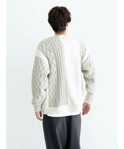 CRAFT STANDARD BOUTIQUE（クラフトスタンダードブティック）の「ケーブルニット切り替え裏起毛スウェット（スウェット・レディース・杢グレー/ブラック/ホワイト系その他・L/M）」の12枚目の写真