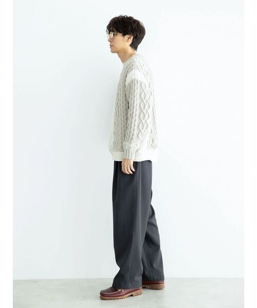 CRAFT STANDARD BOUTIQUE（クラフトスタンダードブティック）の「ケーブルニット切り替え裏起毛スウェット（スウェット・レディース・杢グレー/ブラック/ホワイト系その他・L/M）」の14枚目の写真