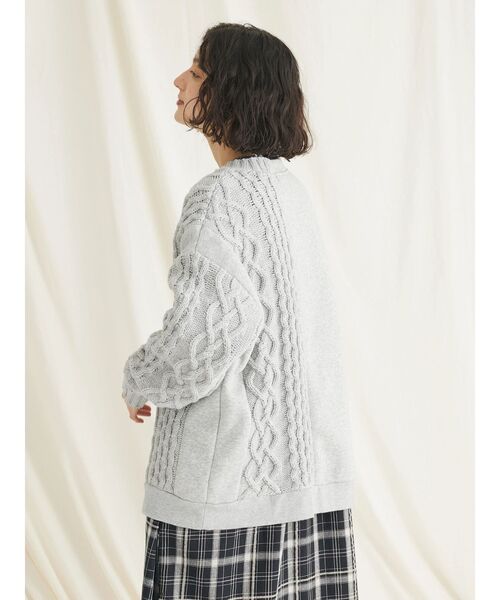 CRAFT STANDARD BOUTIQUE（クラフトスタンダードブティック）の「ケーブルニット切り替え裏起毛スウェット（スウェット・レディース・杢グレー/ブラック/ホワイト系その他・L/M）」の18枚目の写真