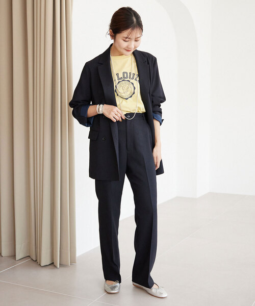 SLOBE IENA ウォッシャブルダブルブレストジャケット 紺 38 SLOBE IENA ウォッシャブルダブルブレストジャケット 紺 38