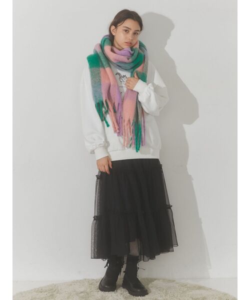 merry jenny（メリージェニー）の「fluffy checkフリンジマフラー（マフラー・レディース・ピンク/ブルー・FREE）」の18枚目の写真