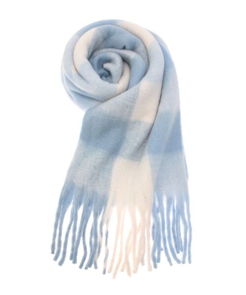 merry jenny（メリージェニー）の「fluffy checkフリンジマフラー（マフラー・レディース・ピンク/ブルー・FREE）」の12枚目の写真