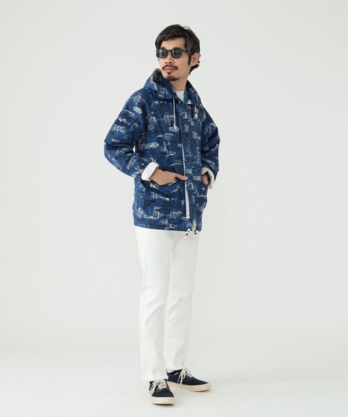 BEAMS PLUS(ビームスプラス)の「BEAMS PLUS / 2レイヤー プリント セーリング ジャケット(ブルゾン・メンズ・ホワイト/ブルー・S/L/XL/M)」の4枚目の写真