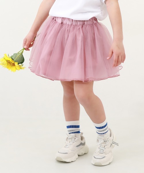 devirock(デビロック)の「ふわっと広がる ボリュームチュール 1分丈スカッツ(スカート・キッズ・アイボリー/パープル系3/ブラック/ピンク系3・90cm/80cm/120cm/110cm/100cm/140cm/130cm)」の4枚目の写真