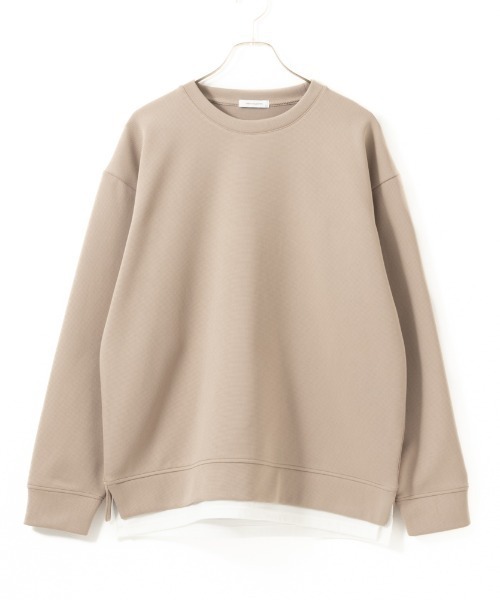 URBAN COLLECTION（アーバンコレクション）の「URBAN COLLECTION ポンチ素材 エアスムージーレイヤードトレーナー（スウェット・メンズ・チャコールグレー/ベージュ/ブルーグレー・XL/L/M/S）」の3枚目の写真