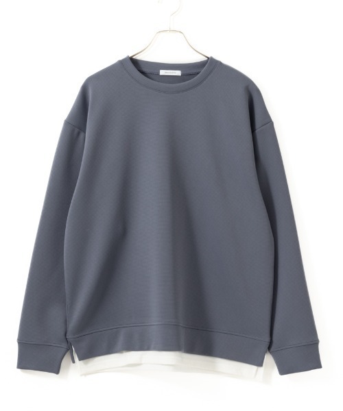 URBAN COLLECTION（アーバンコレクション）の「URBAN COLLECTION ポンチ素材 エアスムージーレイヤードトレーナー（スウェット・メンズ・チャコールグレー/ベージュ/ブルーグレー・XL/L/M/S）」の2枚目の写真