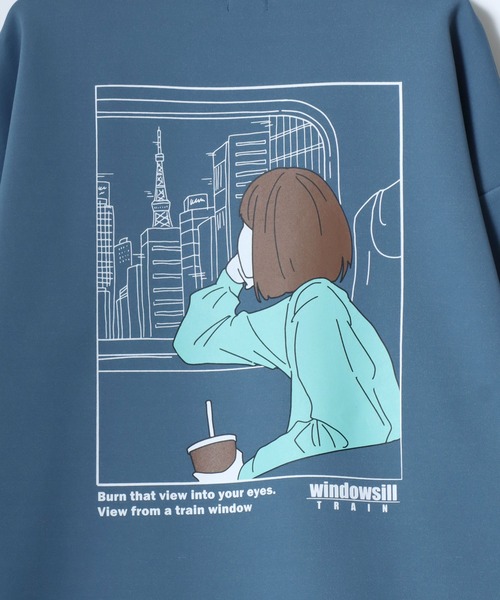 SITRY(シトリー)の「Girl Illustration Cardboard Knit Sweat shirt/ダンボールニット ガールイラスト バックプリント ワンポイント刺繍 トレーナー スウェット レディース メンズ(スウェット・メンズ・ブラック/オフホワイト/ブルー/ミント/ホワイト系その他/ブラック系その他・M/L)」の20枚目の写真