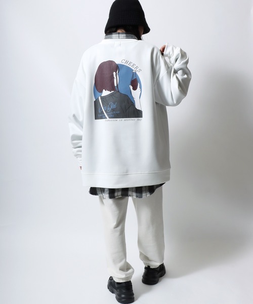 セール】Girl Illustration Cardboard Knit Sweat shirt