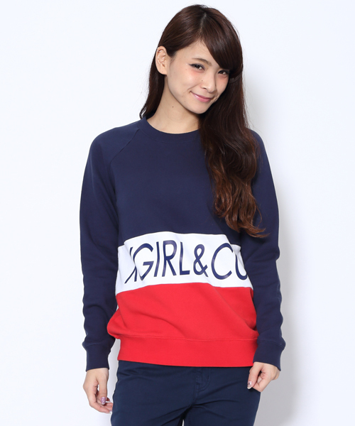 X-girl（エックスガール）の「SPORTY SWEAT TOP（スウェット・レディース・ホワイト/ネイビー/アッシュ・1/2）」の3枚目の写真