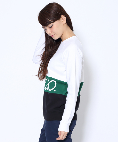 X-girl（エックスガール）の「SPORTY SWEAT TOP（スウェット・レディース・ホワイト/ネイビー/アッシュ・1/2）」の6枚目の写真