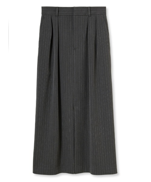 Mila Owen（ミラオーウェン）の「フロントベンツ2タックストレートスカート（スカート・レディース・ストライプ/ベージュ/チャコールグレー・1/0）」の3枚目の写真