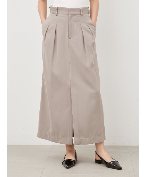 Mila Owen（ミラオーウェン）の「フロントベンツ2タックストレートスカート（スカート・レディース・ストライプ/ベージュ/チャコールグレー・1/0）」の4枚目の写真