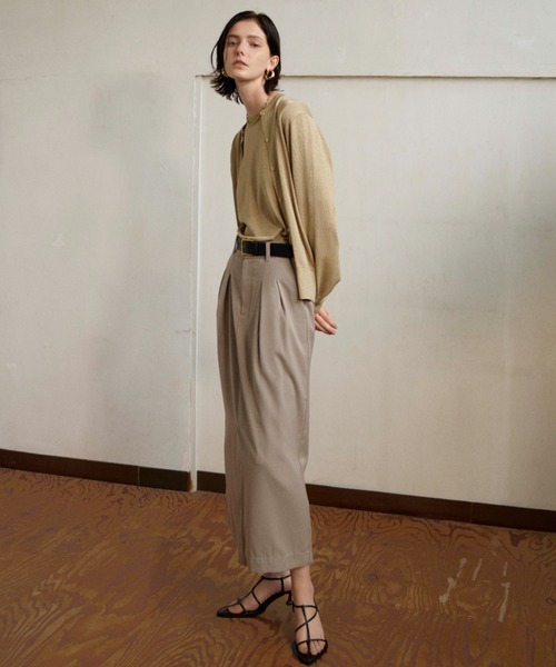 Mila Owen（ミラオーウェン）の「フロントベンツ2タックストレートスカート（スカート・レディース・ストライプ/ベージュ/チャコールグレー・1/0）」の20枚目の写真