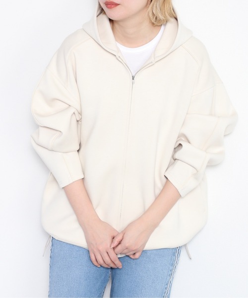 cepo（セポ）の「さらもちダンボールドロストフーディ（パーカー・レディース・オフホワイト/ブラック・M）」の2枚目の写真