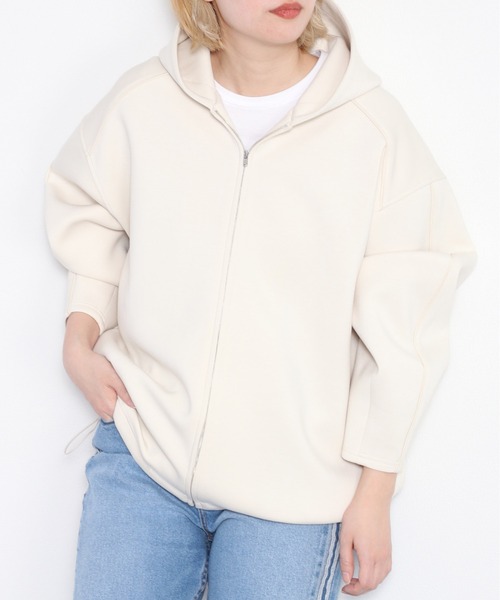 cepo（セポ）の「さらもちダンボールドロストフーディ（パーカー・レディース・オフホワイト/ブラック・M）」の3枚目の写真