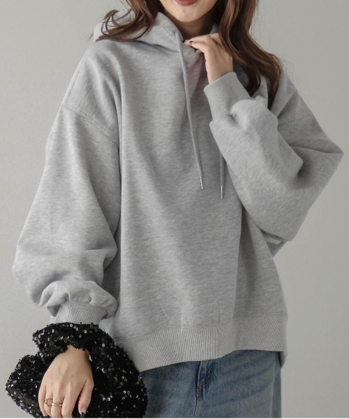 La-gemme（ラジェム）の「裏起毛フーディースウェット（パーカー・レディース・グレー/カーキブラウン/ブラック・フリー）」の4枚目の写真