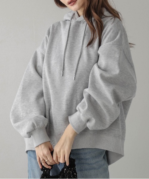 La-gemme（ラジェム）の「裏起毛フーディースウェット（パーカー・レディース・グレー/カーキブラウン/ブラック・フリー）」の6枚目の写真
